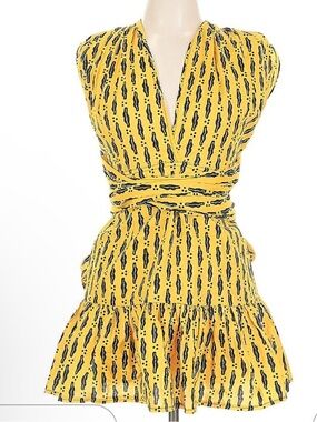 OFUURE Yellow Printed Wrap Mini Dress